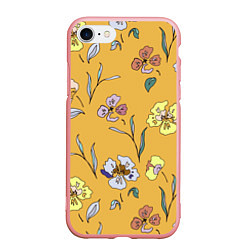 Чехол iPhone 7/8 матовый Цветы Нарисованные На Золотом Фоне, цвет: 3D-баблгам