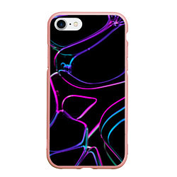Чехол iPhone 7/8 матовый Неоновые линзы во тьме - Фиолетовый, цвет: 3D-светло-розовый