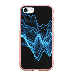 Чехол iPhone 7/8 матовый Синие волны-молнии, цвет: 3D-светло-розовый