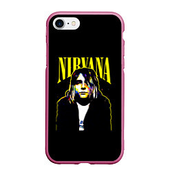 Чехол iPhone 7/8 матовый Рок - группа Nirvana, цвет: 3D-малиновый