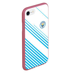 Чехол iPhone 7/8 матовый Манчестер сити голубые полоски, цвет: 3D-малиновый — фото 2