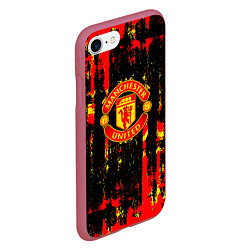 Чехол iPhone 7/8 матовый Manchester united краска, цвет: 3D-малиновый — фото 2