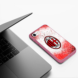 Чехол iPhone 7/8 матовый Ac milan красно черные брызги, цвет: 3D-малиновый — фото 2