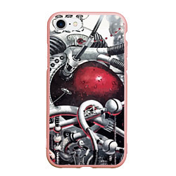 Чехол iPhone 7/8 матовый Межпланетная космическая станция Steampunk, цвет: 3D-светло-розовый