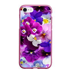 Чехол iPhone 7/8 матовый CHARMING PANSIES, цвет: 3D-малиновый