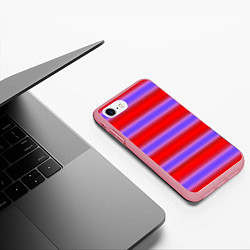 Чехол iPhone 7/8 матовый Striped pattern мягкие размытые полосы красные фио, цвет: 3D-баблгам — фото 2