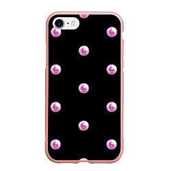 Чехол iPhone 7/8 матовый Розовые шары-бусинки на черном фоне