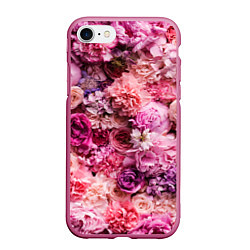 Чехол iPhone 7/8 матовый BOUQUET OF VARIOUS FLOWERS, цвет: 3D-малиновый