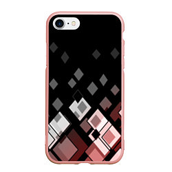 Чехол iPhone 7/8 матовый Geometric pattern черно-коричневый узор Ромбы, цвет: 3D-светло-розовый