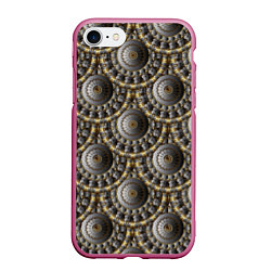 Чехол iPhone 7/8 матовый Круглые объемные узоры, цвет: 3D-малиновый