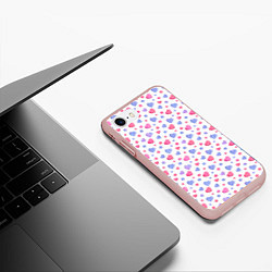 Чехол iPhone 7/8 матовый Милые карамельки-сердечки на белом, цвет: 3D-светло-розовый — фото 2