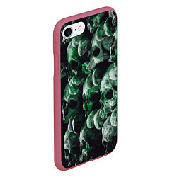 Чехол iPhone 7/8 матовый Множество черепов во тьме - Зелёный, цвет: 3D-малиновый — фото 2