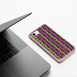 Чехол iPhone 7/8 матовый Striped multicolored pattern Сердце, цвет: 3D-светло-розовый — фото 2