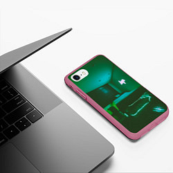Чехол iPhone 7/8 матовый Неоновая спальня - Зелёный, цвет: 3D-малиновый — фото 2