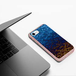 Чехол iPhone 7/8 матовый Marble texture blue brown color, цвет: 3D-светло-розовый — фото 2