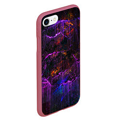 Чехол iPhone 7/8 матовый Неоновые лучи и листья - Фиолетовый, цвет: 3D-малиновый — фото 2
