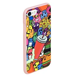 Чехол iPhone 7/8 матовый Fast food pattern Pop art Fashion trend, цвет: 3D-светло-розовый — фото 2