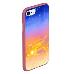 Чехол iPhone 7/8 матовый Закатное небо и звезды, цвет: 3D-малиновый — фото 2