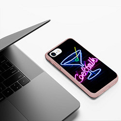 Чехол iPhone 7/8 матовый Неоновый коктейль - Розовый, цвет: 3D-светло-розовый — фото 2