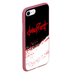 Чехол iPhone 7/8 матовый Judas Priest текстура, цвет: 3D-малиновый — фото 2