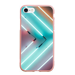 Чехол iPhone 7/8 матовый Неоновые технологичные фонари - Светло-зелёный, цвет: 3D-светло-розовый