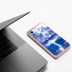 Чехол iPhone 7/8 матовый Разряд молнии над океаном, цвет: 3D-светло-розовый — фото 2