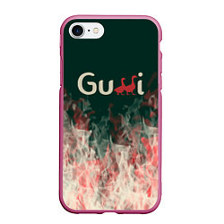 Чехол iPhone 7/8 матовый Gucci - огонь, цвет: 3D-малиновый