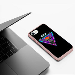 Чехол iPhone 7/8 матовый Неоновый Олень Иероглифы, цвет: 3D-светло-розовый — фото 2