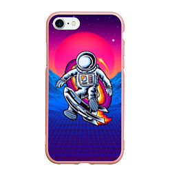 Чехол iPhone 7/8 матовый Космонавт с ракетой
