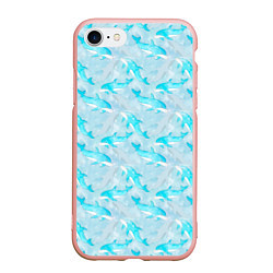 Чехол iPhone 7/8 матовый Дельфины в океане, цвет: 3D-светло-розовый