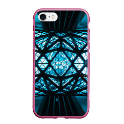 Чехол iPhone 7/8 матовый Неоновые абстрактные фигуры и фонари - Синий, цвет: 3D-малиновый
