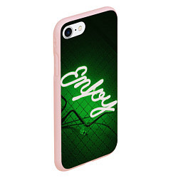 Чехол iPhone 7/8 матовый Неоновая надпись во тьме: Наслаждайся - Зелёный, цвет: 3D-светло-розовый — фото 2