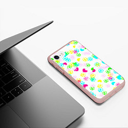 Чехол iPhone 7/8 матовый Весна в сердцах на белом фоне, цвет: 3D-светло-розовый — фото 2