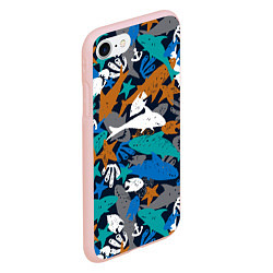 Чехол iPhone 7/8 матовый Акула и другие обитатели океана, цвет: 3D-светло-розовый — фото 2