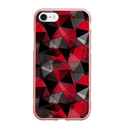 Чехол iPhone 7/8 матовый Красно-серый геометрический, цвет: 3D-светло-розовый
