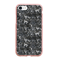 Чехол iPhone 7/8 матовый Темно серый графитовый с текстурой камня, цвет: 3D-светло-розовый