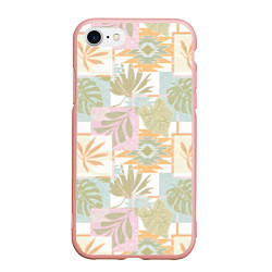 Чехол iPhone 7/8 матовый Этнический, тропический лоскутный, цвет: 3D-светло-розовый