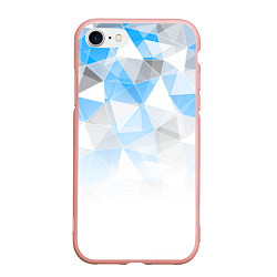 Чехол iPhone 7/8 матовый Исчезающие серо-голубые полигоны, цвет: 3D-светло-розовый