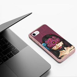 Чехол iPhone 7/8 матовый Кибер-девушка, цвет: 3D-светло-розовый — фото 2