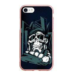 Чехол iPhone 7/8 матовый Страшная обезьяна -путешественник, цвет: 3D-светло-розовый