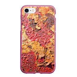Чехол iPhone 7/8 матовый Фактура ржавого железа, цвет: 3D-малиновый