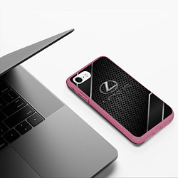 Чехол iPhone 7/8 матовый Lexus Карбон, цвет: 3D-малиновый — фото 2