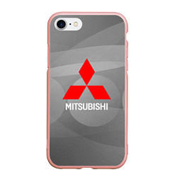 Чехол iPhone 7/8 матовый Mitsubishi - серая с кружочками абстракция, цвет: 3D-светло-розовый