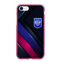 Чехол iPhone 7/8 матовый Dark Герб России, цвет: 3D-малиновый