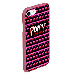 Чехол iPhone 7/8 матовый Poppy Playtime - Kissy Missy Pattern - Huggy Wuggy, цвет: 3D-малиновый — фото 2