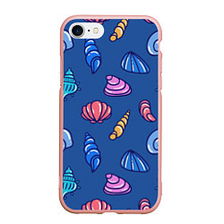 Чехол iPhone 7/8 матовый Паттерн из морских раковин, цвет: 3D-светло-розовый