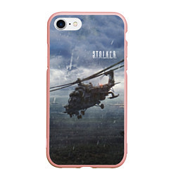 Чехол iPhone 7/8 матовый STALKER Вертолёт Над Зоной, цвет: 3D-светло-розовый