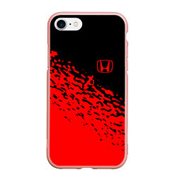 Чехол iPhone 7/8 матовый Honda - красные брызги, цвет: 3D-светло-розовый