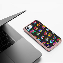 Чехол iPhone 7/8 матовый Особые значки пины Бравл Старс редкие, цвет: 3D-светло-розовый — фото 2