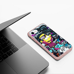 Чехол iPhone 7/8 матовый Спортивный Барт Симпсон на фоне граффити, цвет: 3D-светло-розовый — фото 2